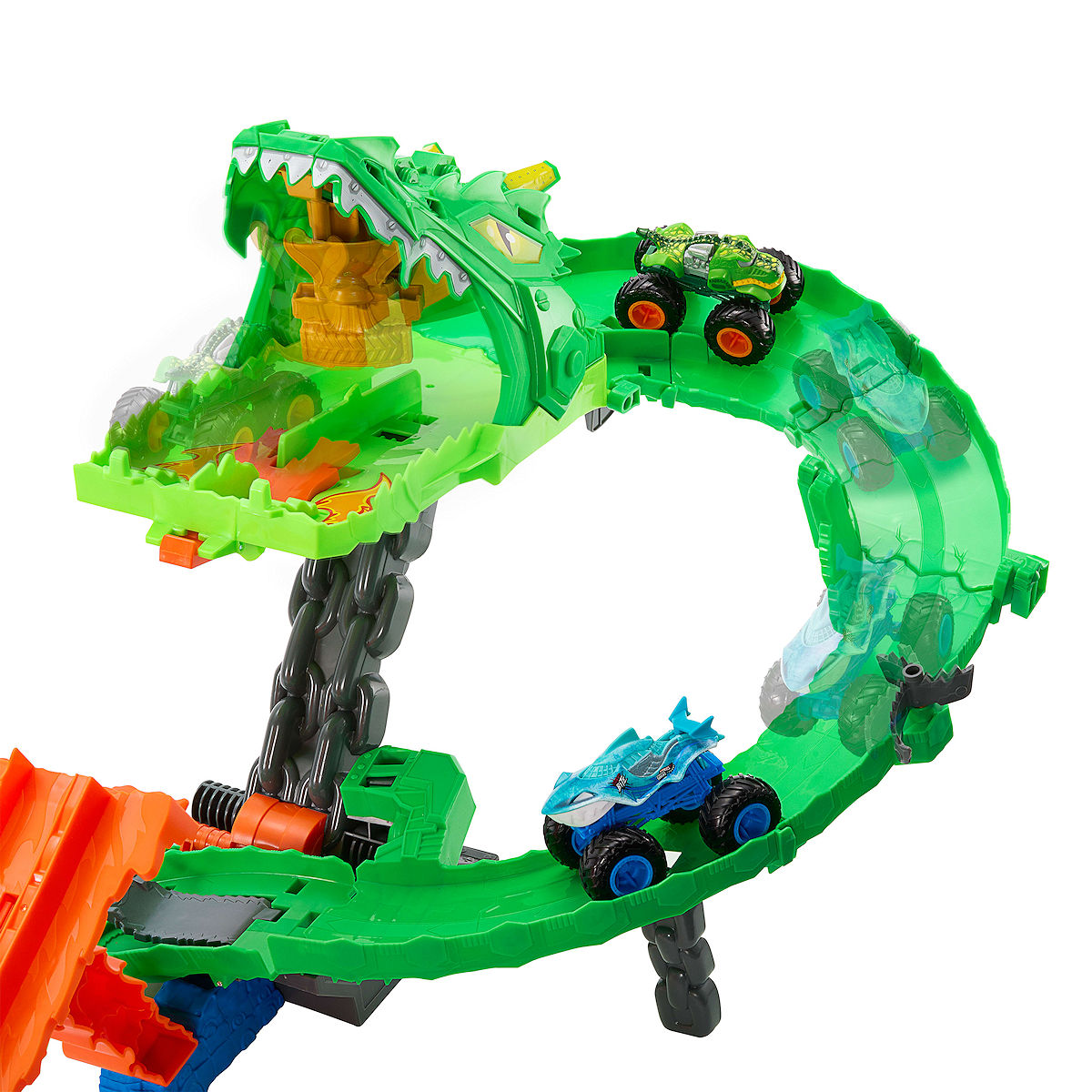 Hot Wheels Monster Trucks Sharks vs Dinos Dragon Destruction