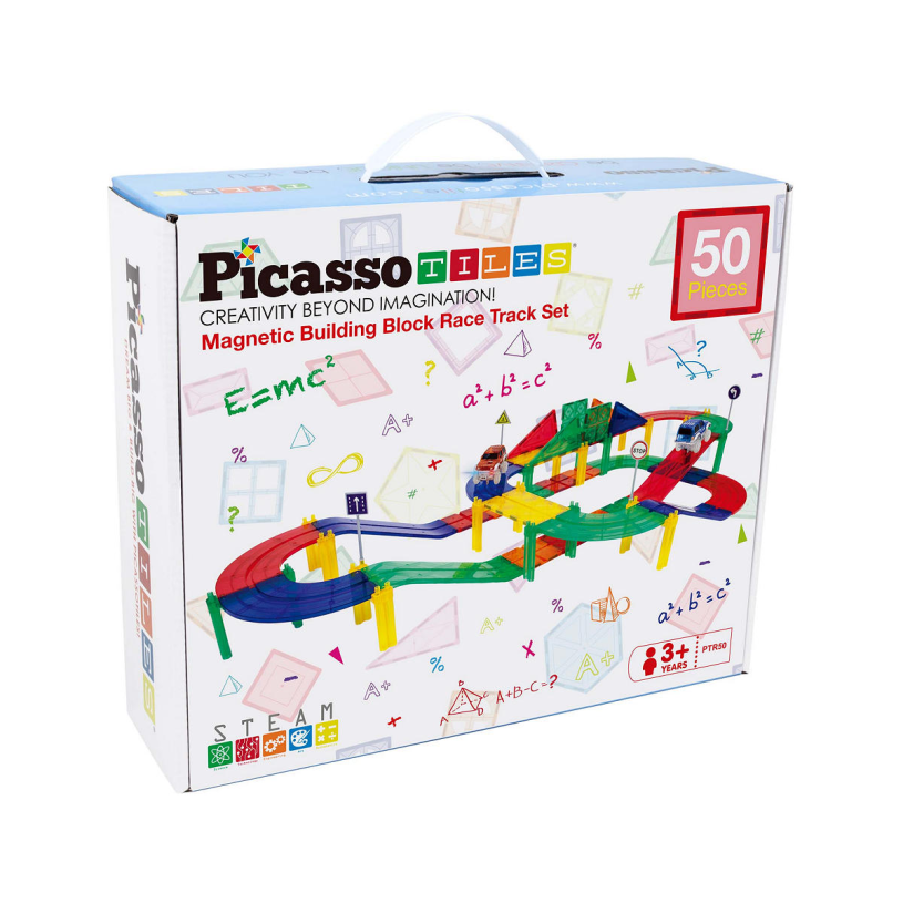 Picasso Tiles Magnetic Race Track Building Blocks 50pcs