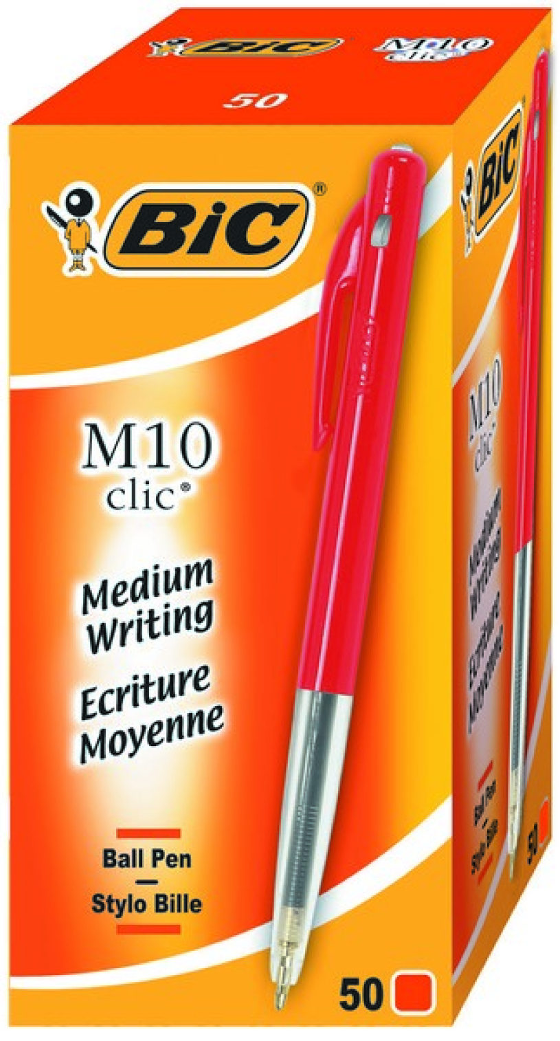 Bic M10 balpen rood 50 stuks