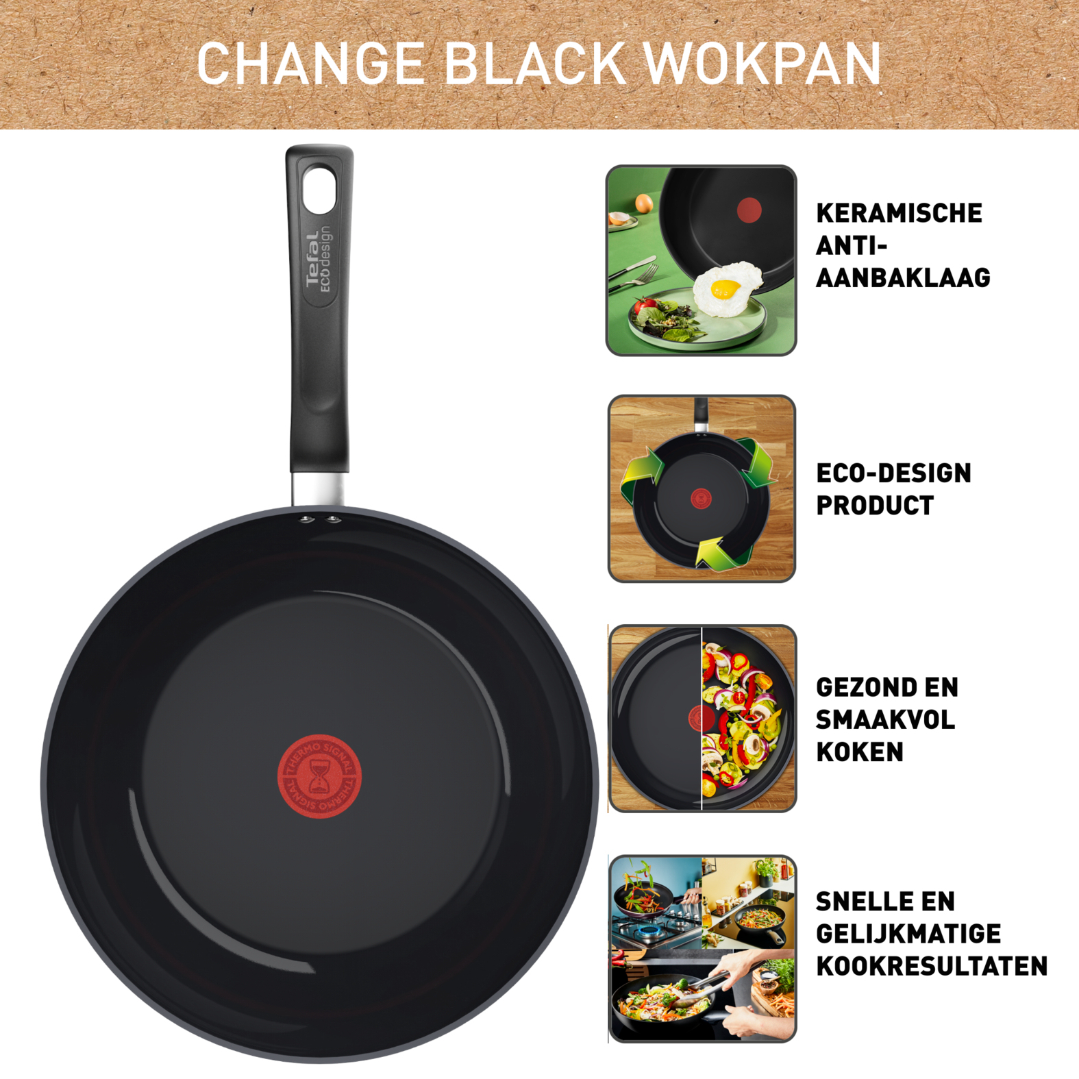 Tefal Change Black Keramische Wokpan 28cm - Inductie