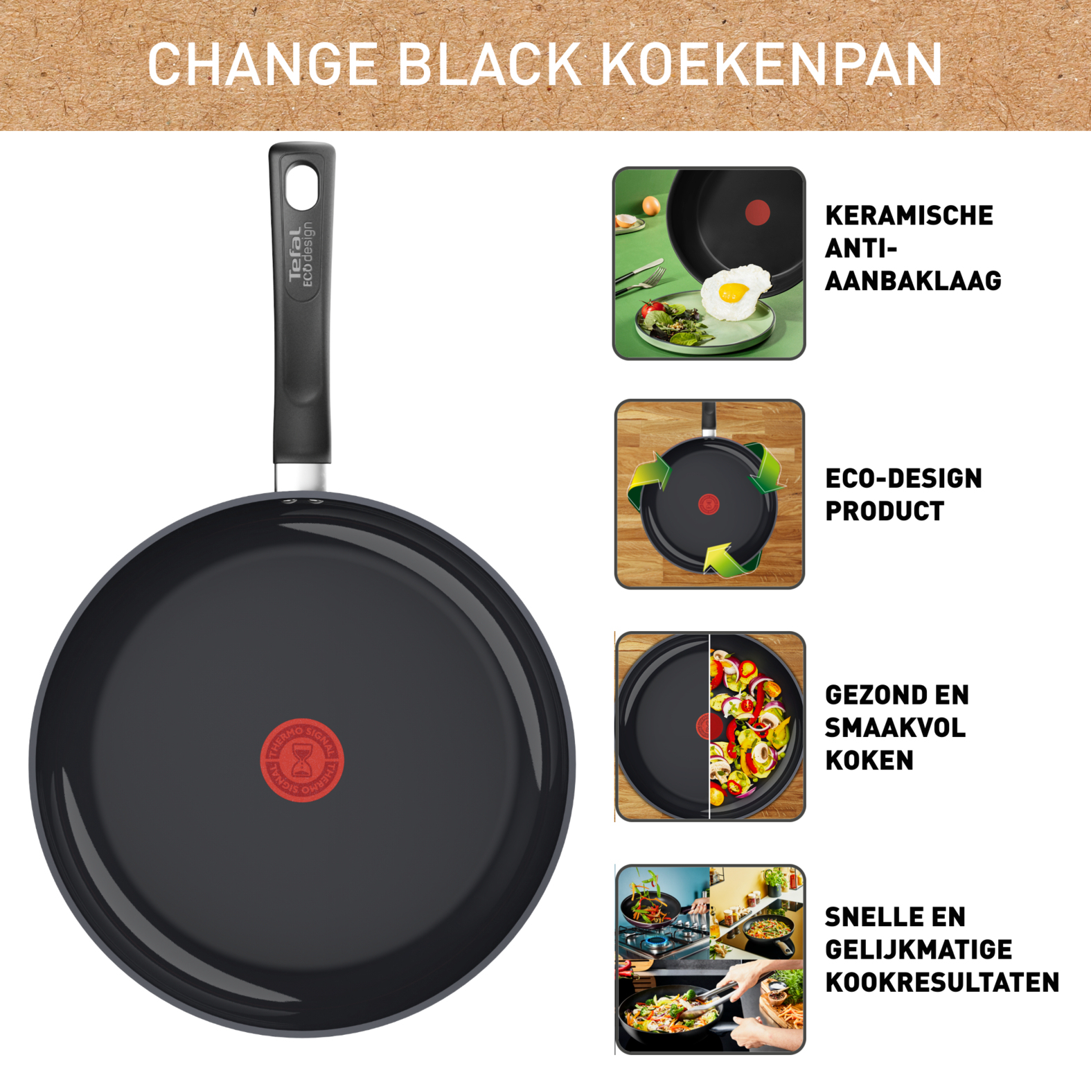 Tefal Change Black Keramische Koekenpan 24cm - Inductie