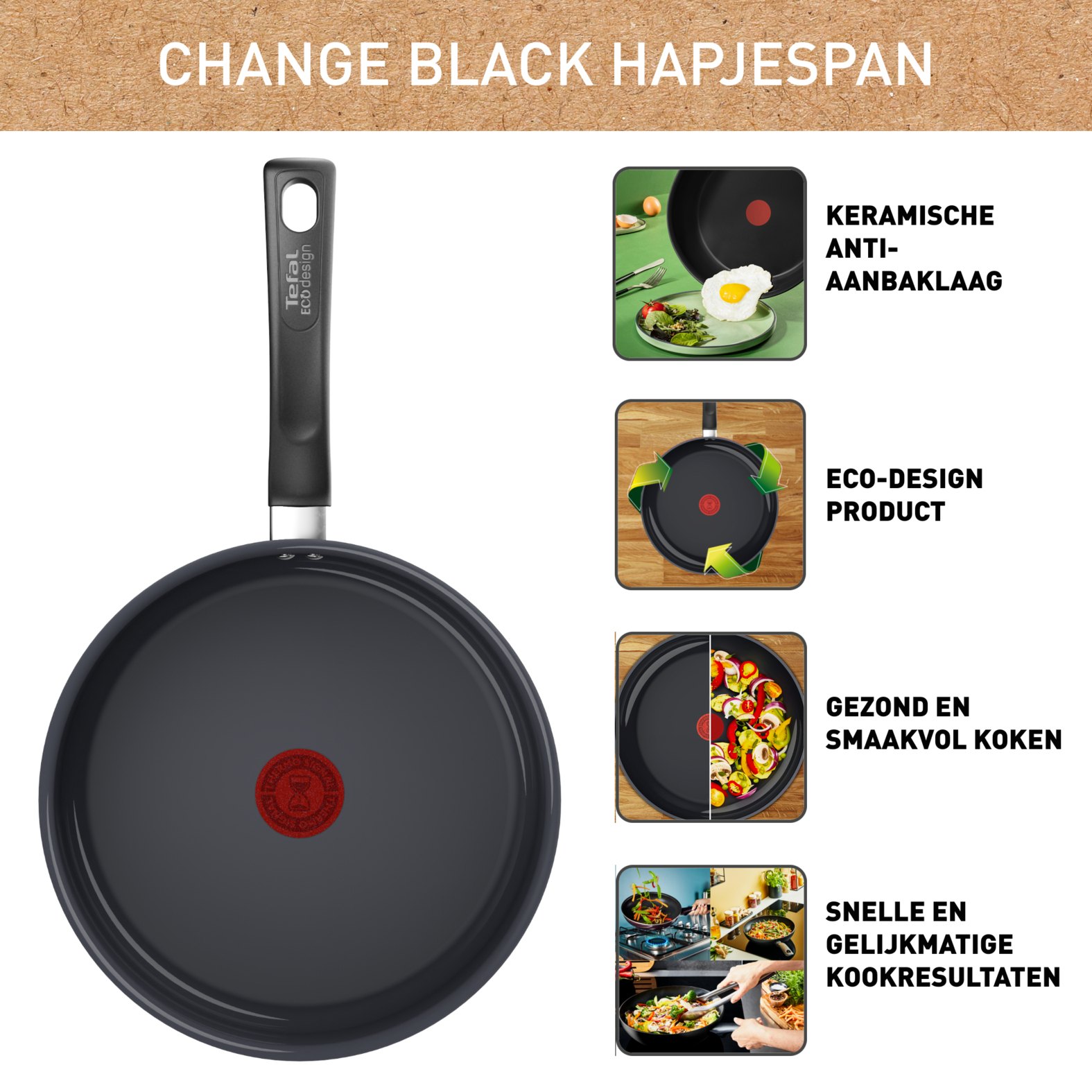 Tefal Change Black Keramische Hapjespan 24cm - Inductie