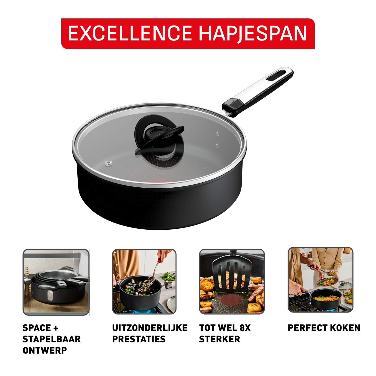 Tefal Excellence Hapjespan 24cm + deksel - Inductie
