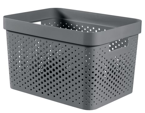 Curver infinity box dots 17L donker grijs - 100% recycled