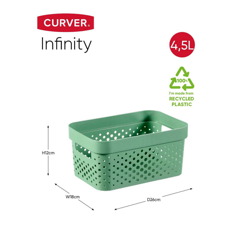 Curver Infinity Opbergbox dots 4,5L - 100% recycled z.groen