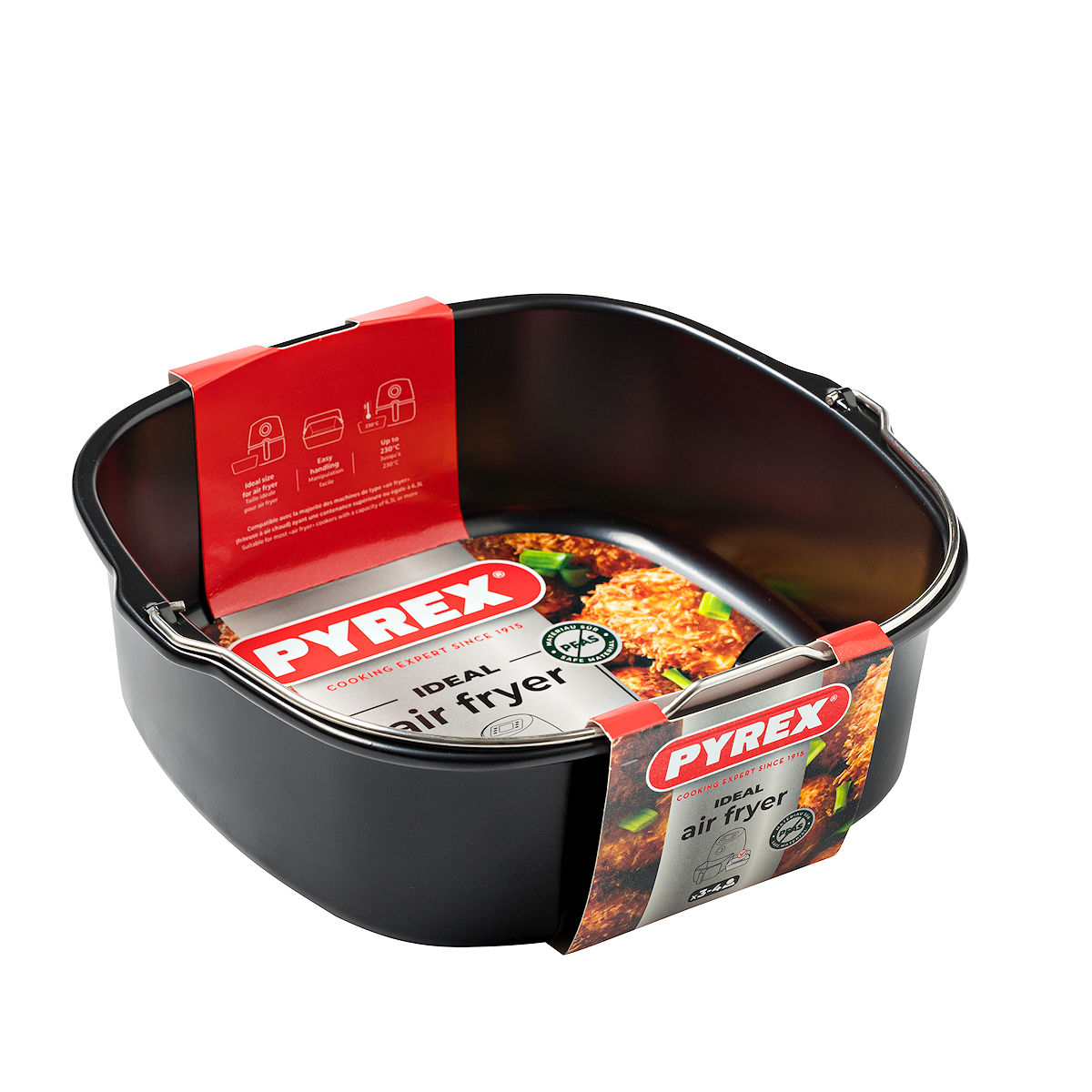 Pyrex Airfryer ovenschaal metaal vierkant 22x21x7,5cm 1,9L