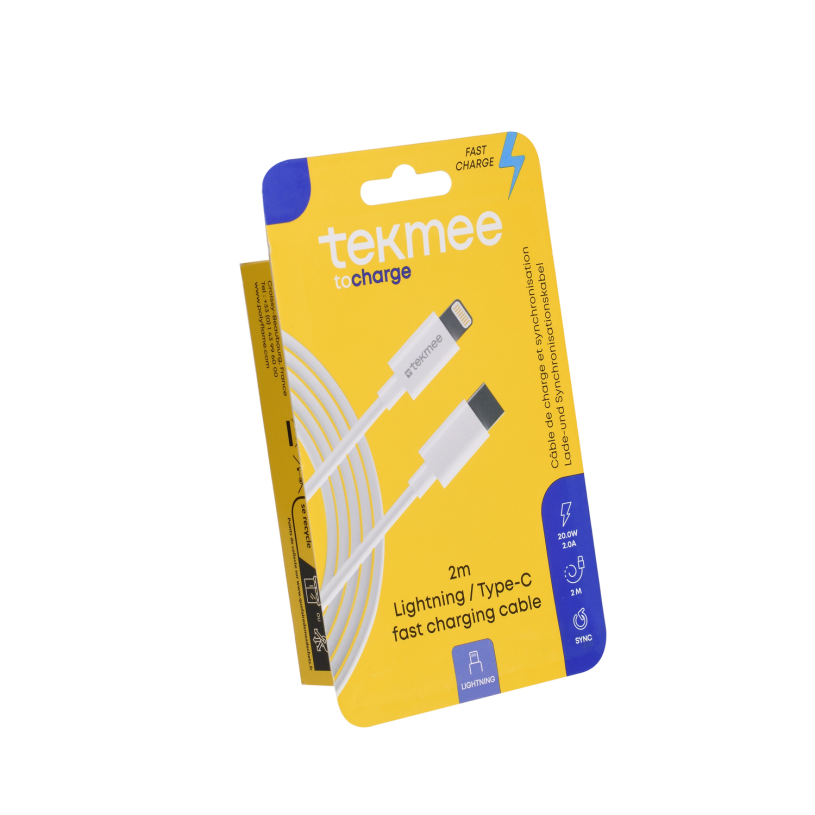 Tekmee oplaadkabel Fast Charge Lightning / USB-C 2M