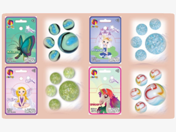 Knikkers 20/16mm + 1/25mm Butterfly, Fairy, Princess en Unic