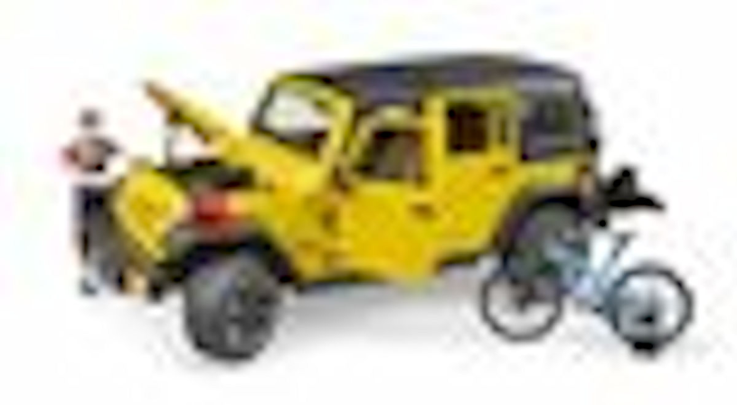 Bruder Jeep Wrangler met mounatinbike