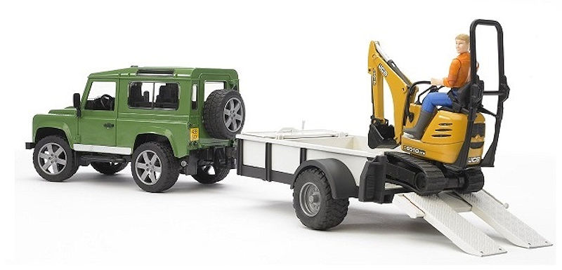Bruder Land Rover Defender met JCB Minigraver
