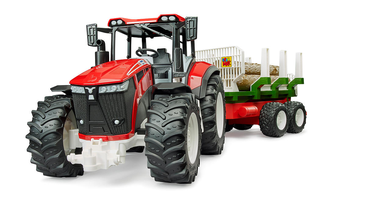 Bruder Roadmax Tractor met trailer en 3 boomstammen