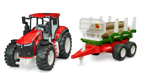 Bruder Roadmax Tractor met trailer en 3 boomstammen
