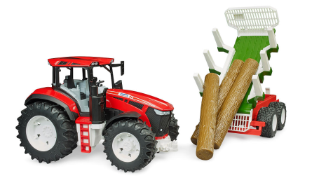 Bruder Roadmax Tractor met trailer en 3 boomstammen