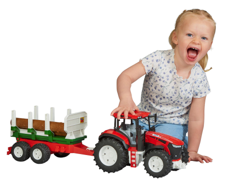 Bruder Roadmax Tractor met trailer en 3 boomstammen