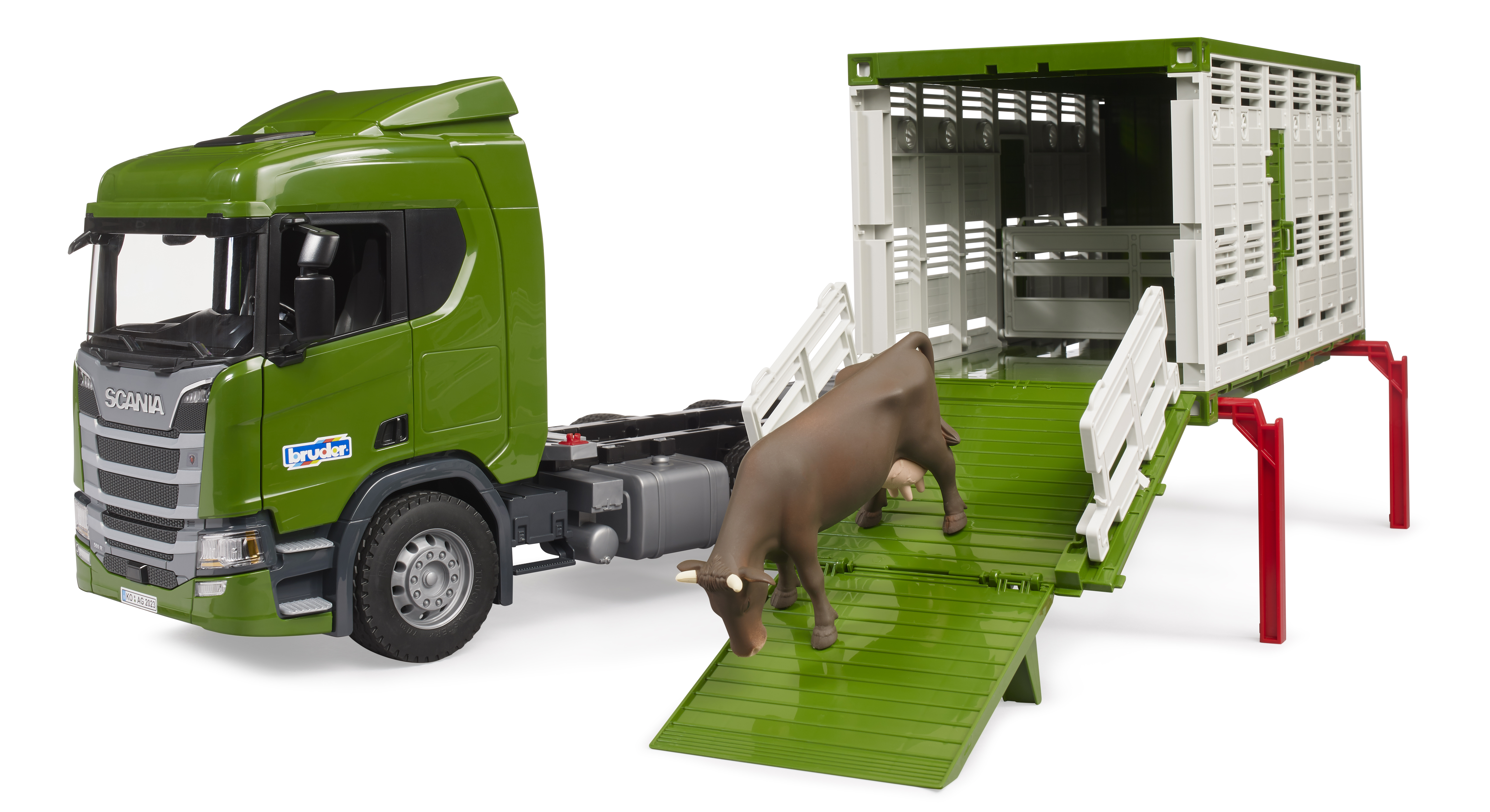 Bruder Scania Super 560R Veetransport incluesief koe