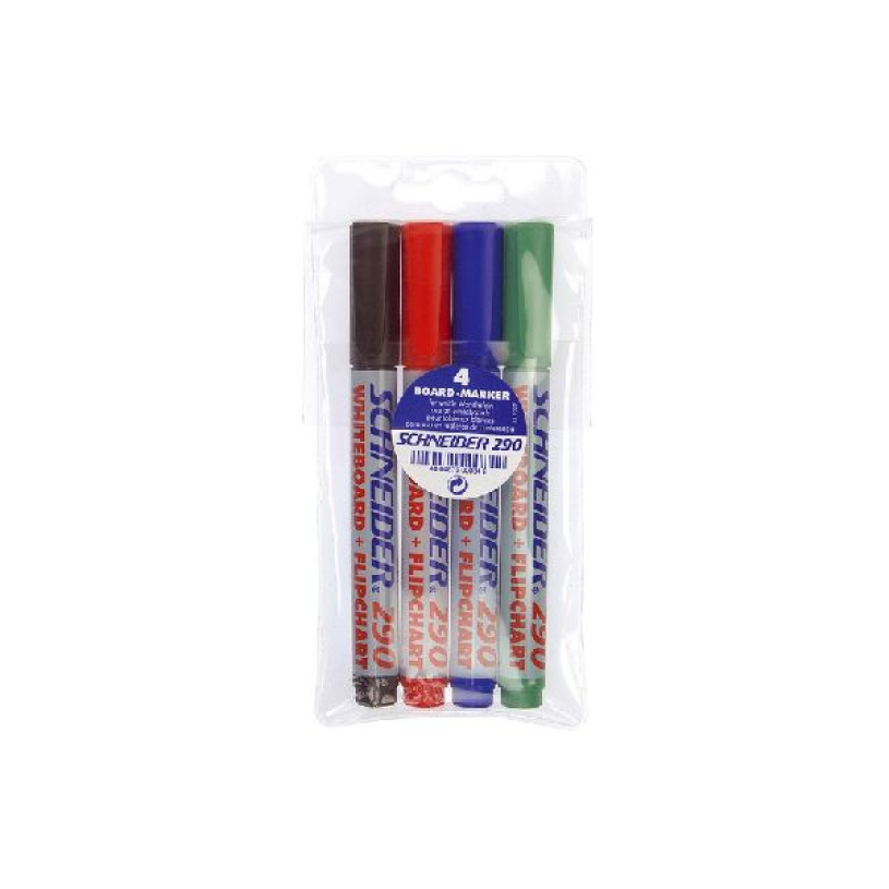 Schneider whiteboard/flipchart marker 290 rond 4 stuks
