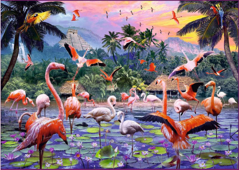 Puzzel 1000 stukjes Roze flamingo's