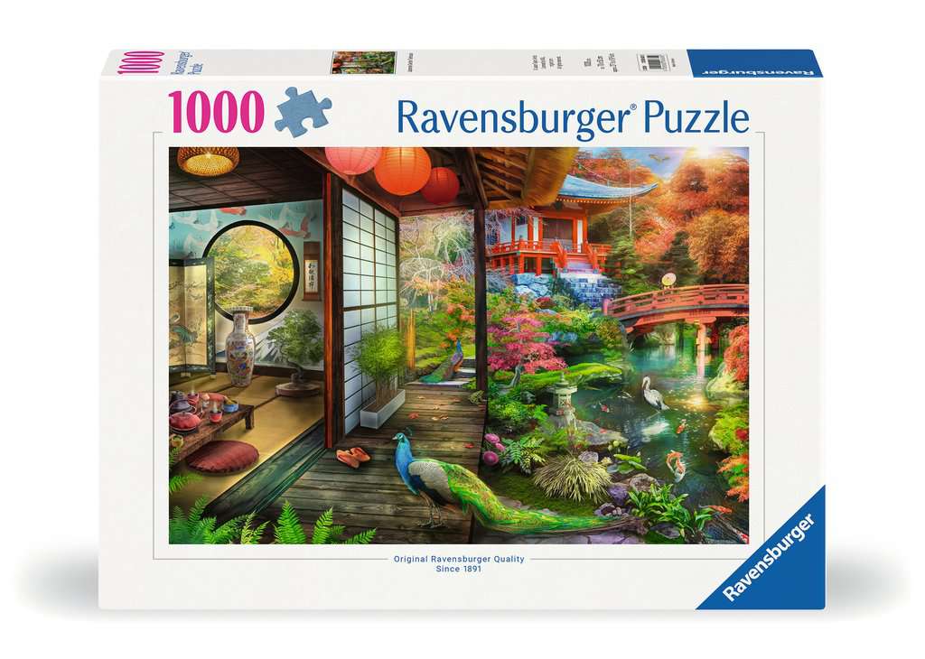 Puzzel 1000 stukjes Theehuis in Japanse tuin