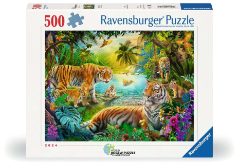 Puzzel 500 stukjes - Tijgerfamilie in de oase