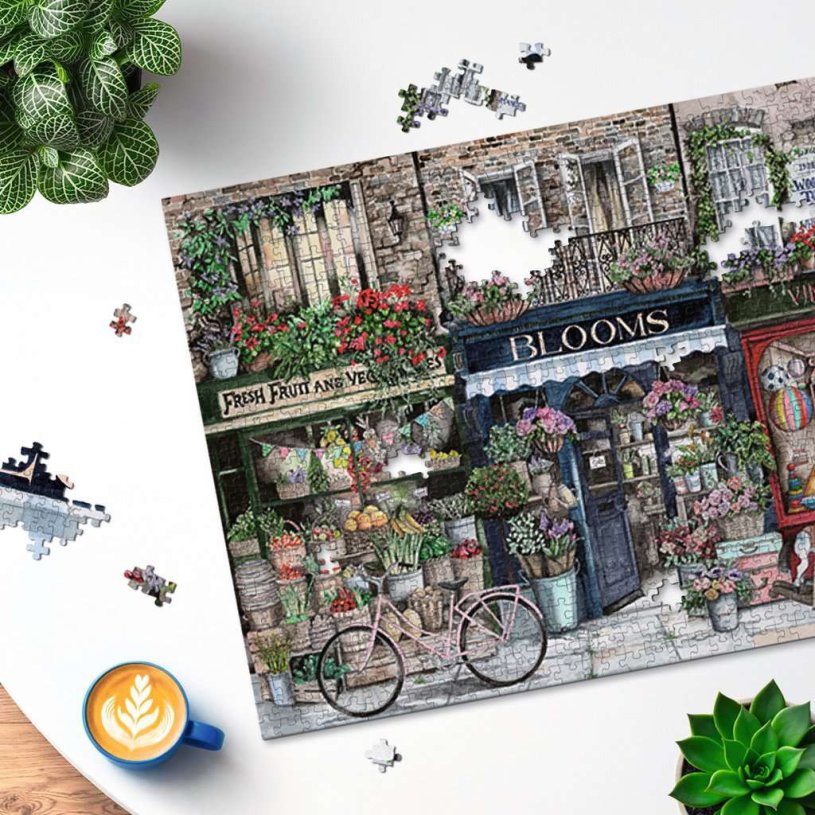 Puzzel 1000 stukjes - Drukke winkelstraat