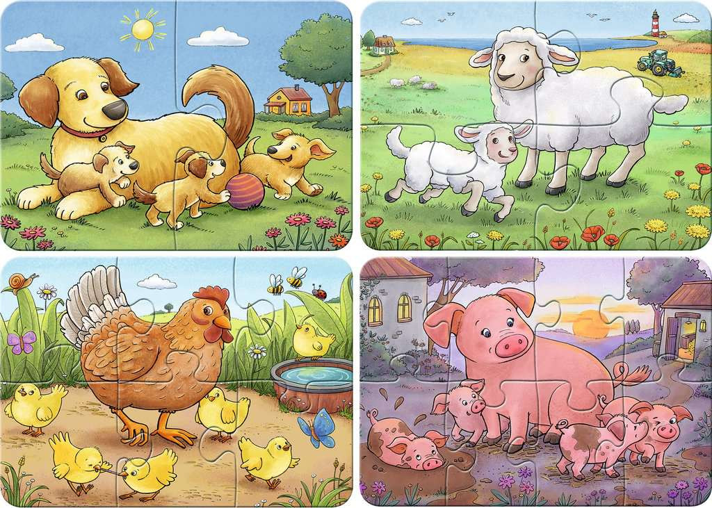 Mijn eerste puzzel 2+4+6+8 stukjes - Boerderijdierenfamilies