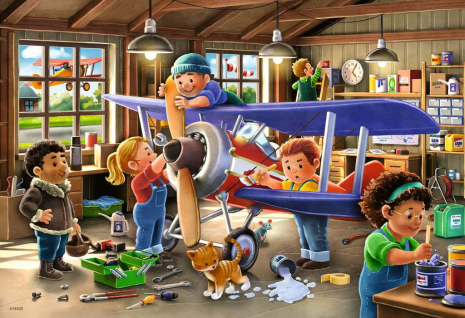 Puzzel 2x24 stukjes Vliegtuig en Trein workshop