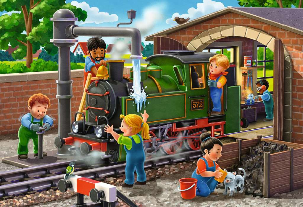 Puzzel 2x24 stukjes Vliegtuig en Trein workshop