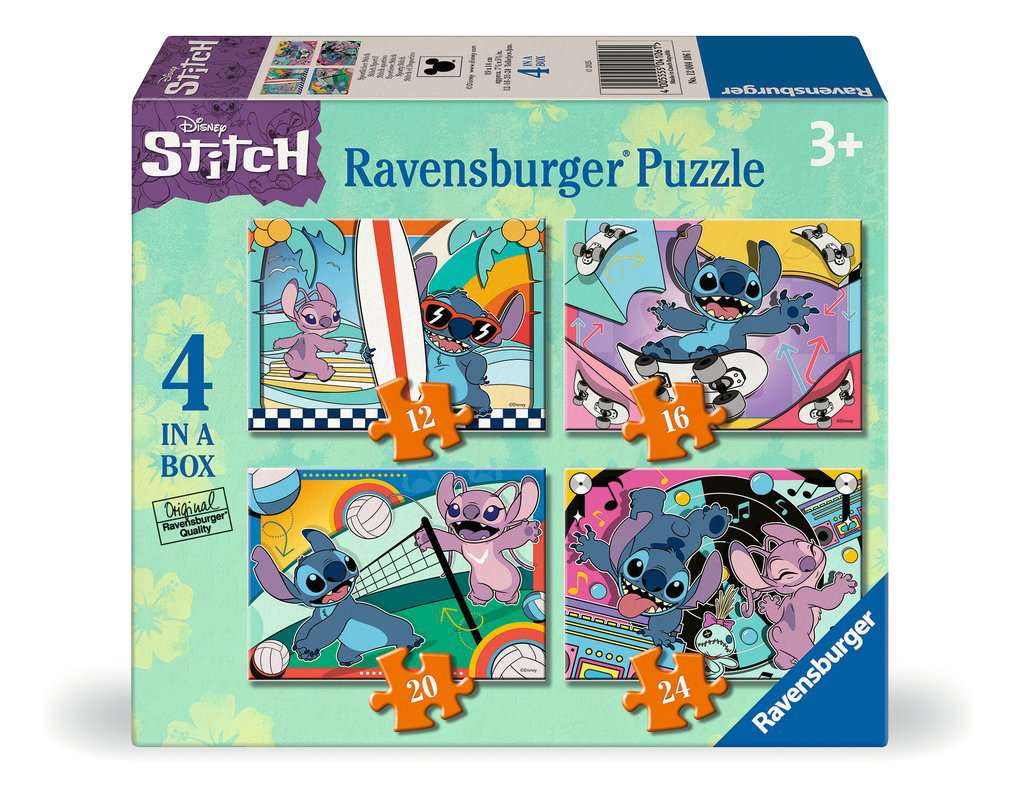 4 puzzels 12+16+20+24 stukjes - Stitch