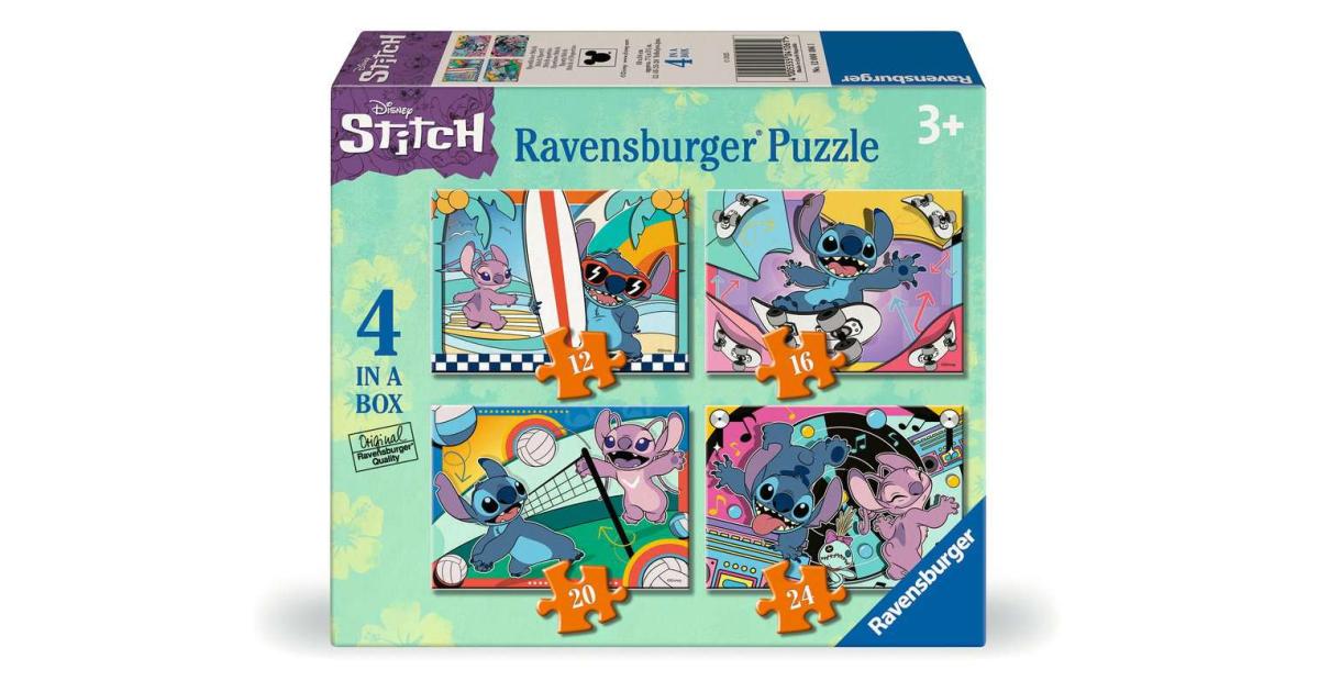 4 puzzels 12+16+20+24 stukjes - Stitch | Piccle