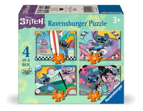 4 puzzels 12+16+20+24 stukjes - Stitch