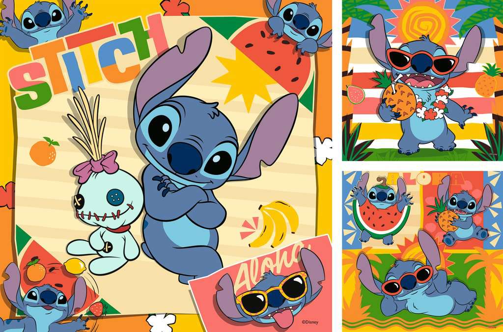 Puzzel 3x49 stukjes - Disney Stitch