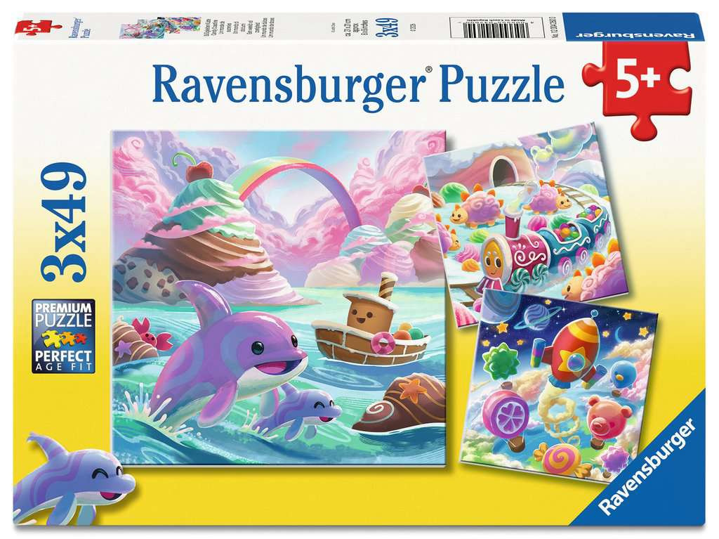 Puzzel 3x49 stukjes - Een wereld vol zoetigheid