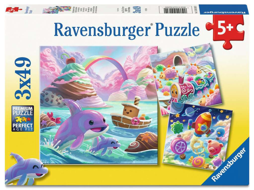 Puzzel 3x49 stukjes - Een wereld vol zoetigheid