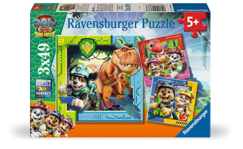 Puzzel 3x49 stukjes - Paw Patrol 3 Dino Movie