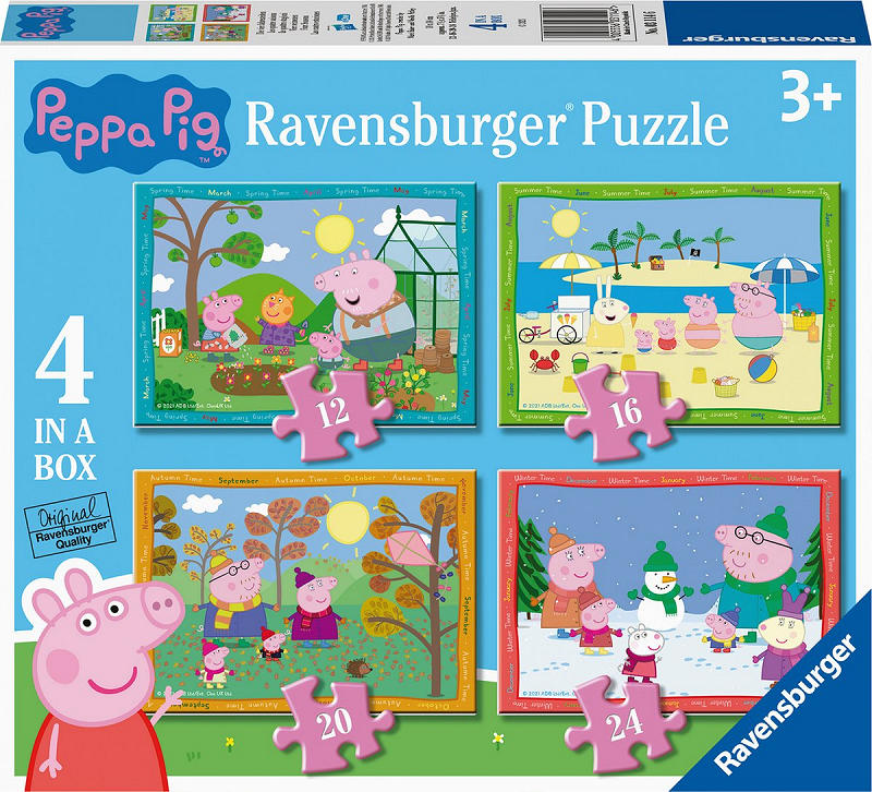4 puzzels Peppa Big 12+16+20+24 stukjes