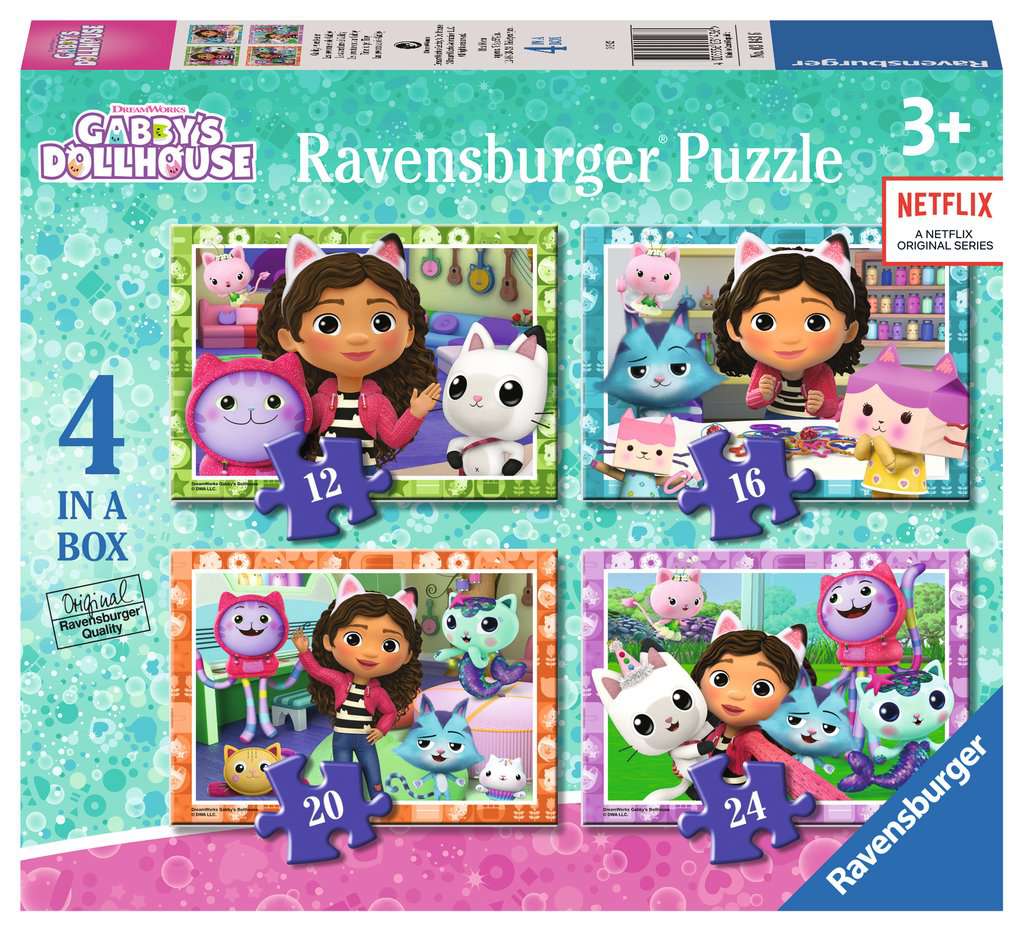 4 puzzels Gabby's Dollhouse 12/16/20/24p