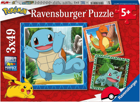 Puzzel 3x49 stukjes Pokemon