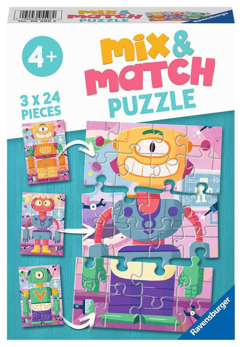 Puzzel 3x24 stukjes Schattige robots