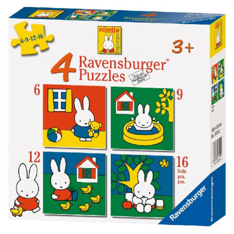 Vier puzzels (6+9+12+16 st.) Nijntje