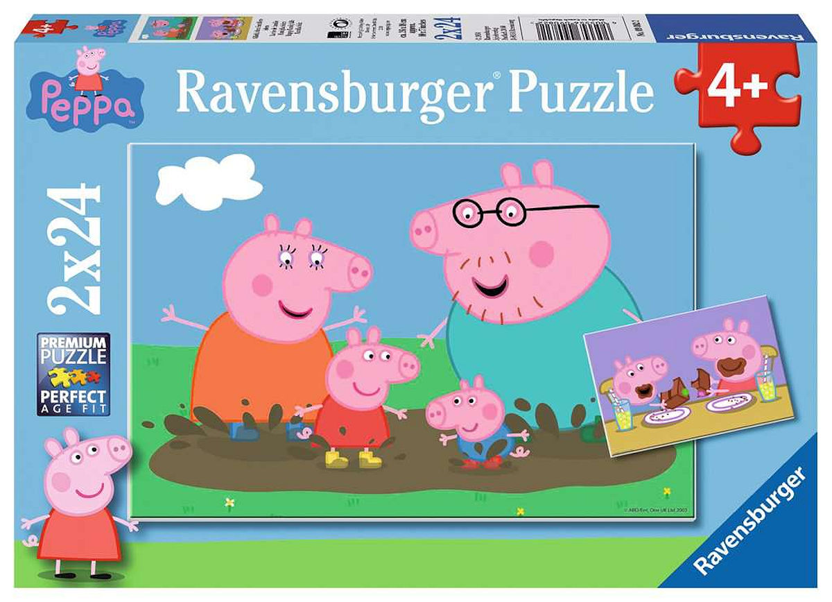 Puzzel 2x24 stukjes Peppa Gelukkige Familie