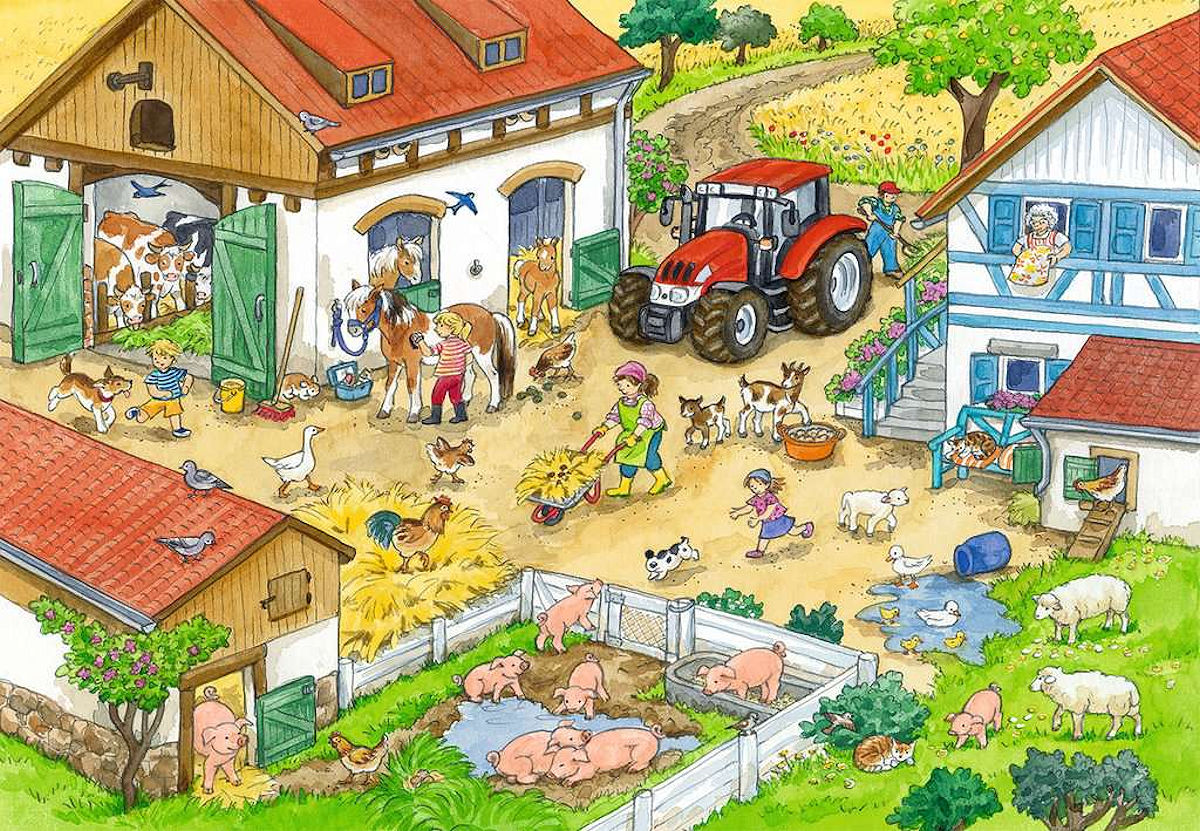 Puzzel 2x24 stukjes Vrolijk boerderijleven