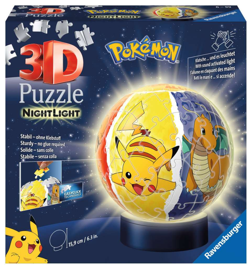 Puzzelbal 72 stukjes Pokemon met licht