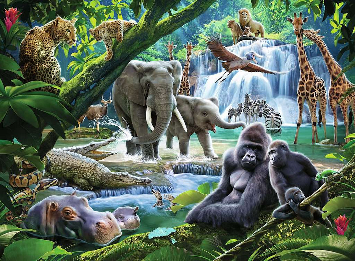 Puzzel 100 XXL Jungle Families