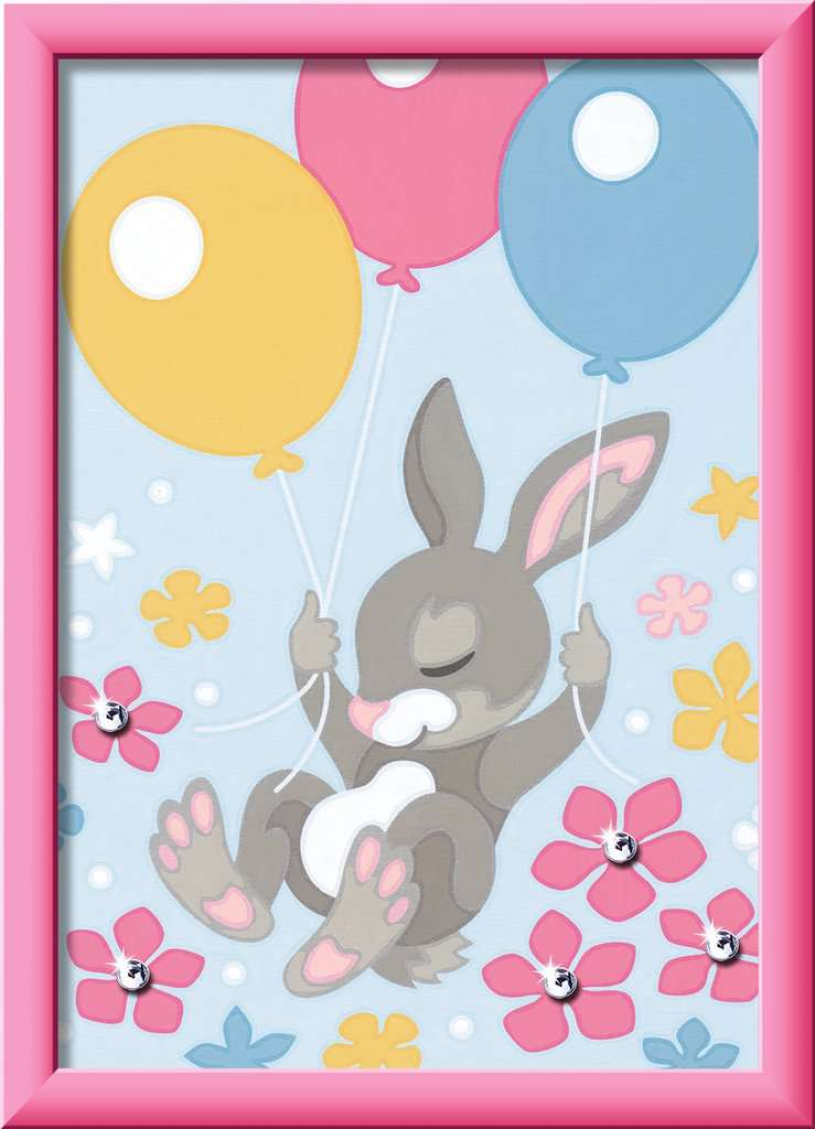 Schilderen op nummer Serie Classic Konijn met glittersteentj