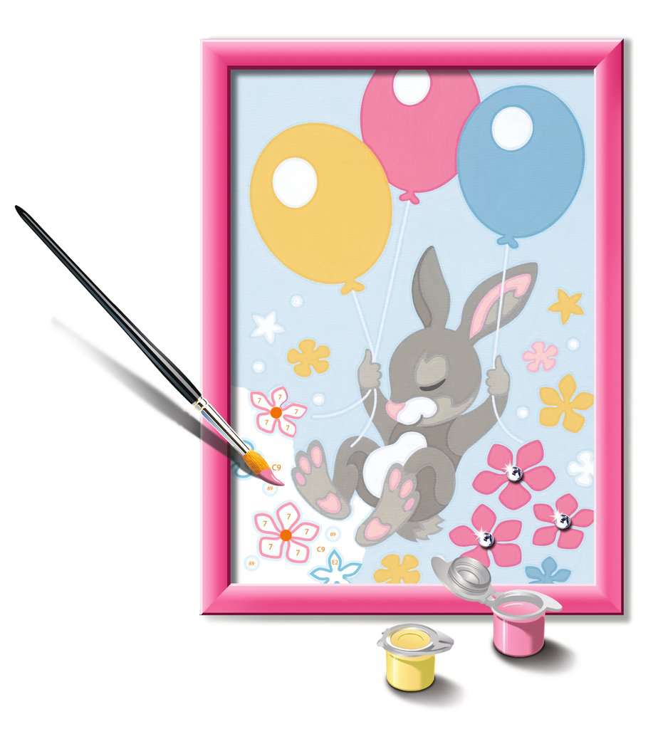 Schilderen op nummer Serie Classic Konijn met glittersteentj