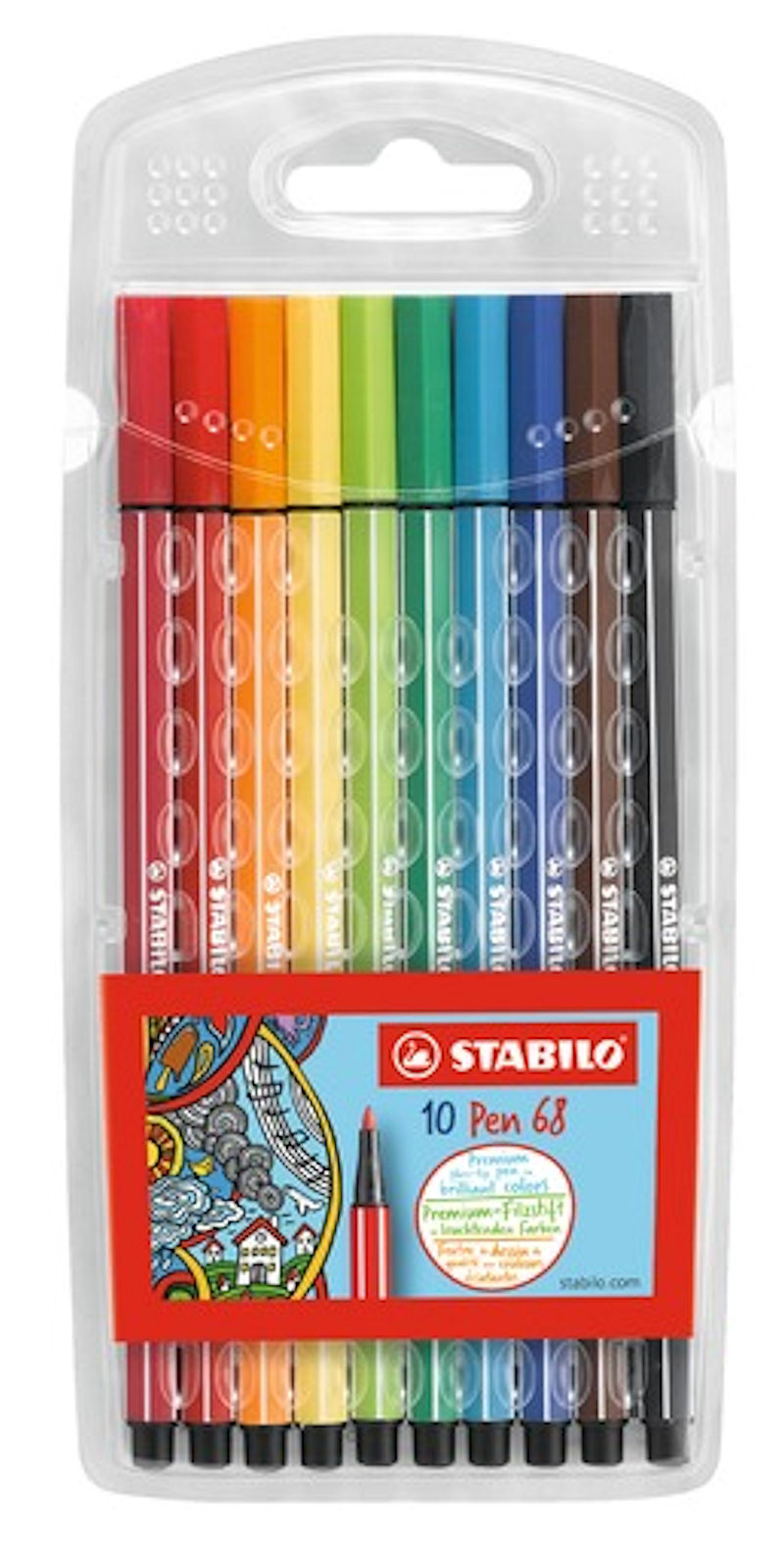 STABILO Pen 68 plastic etui 10 stuks assorti