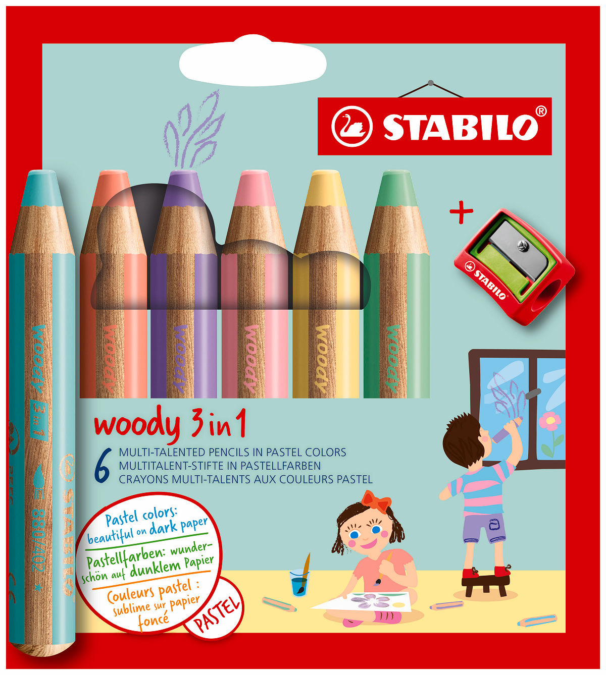 STABILO woody etui 6 stuks + puntenslijper