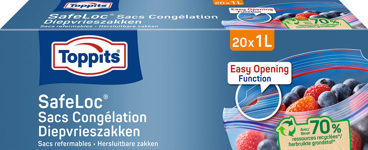 Toppits Safe-Loc Zip Diepvrieszakken 1L 20 stuks