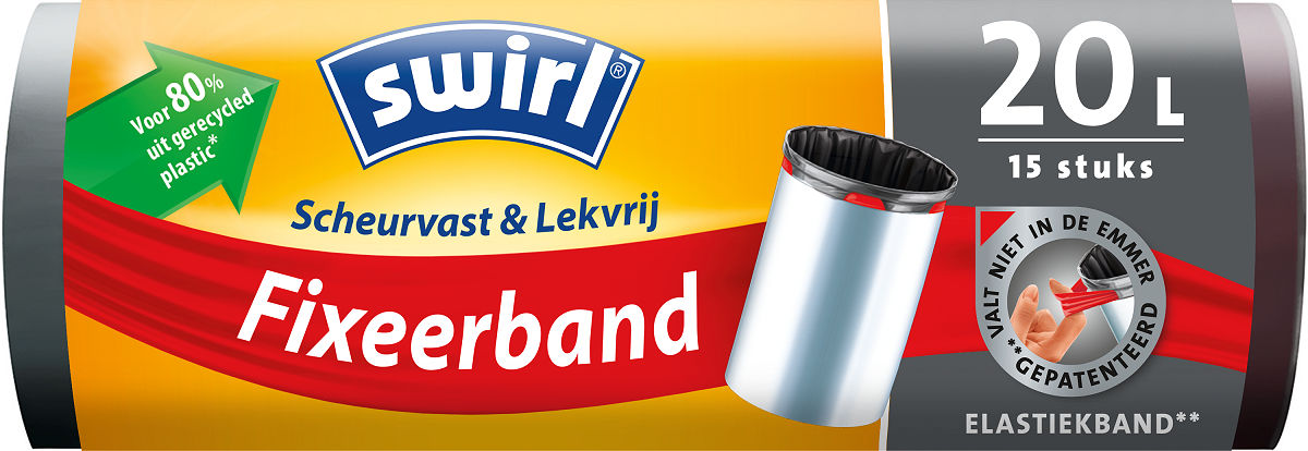 Swirl Pedaalemmerzakken met Fixeerband 20L - 15 stuks