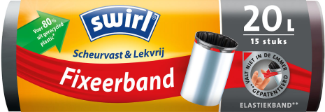 Swirl Pedaalemmerzakken met Fixeerband 20L - 15 stuks